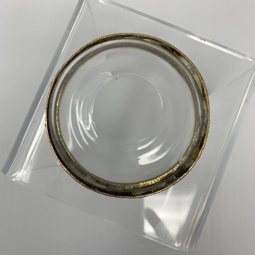 Vintage Ring Dish Sunflower Clear & Gold Catchall Trinket Jewelry
